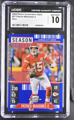 2024 Panini Contenders Optic #27 Patrick Mahomes Blue CGC 10 SC2