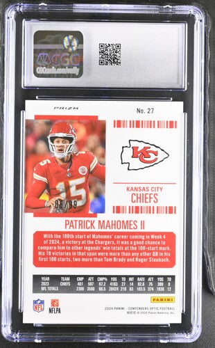 2024 Panini Contenders Optic #27 Patrick Mahomes Blue CGC 10 SC2