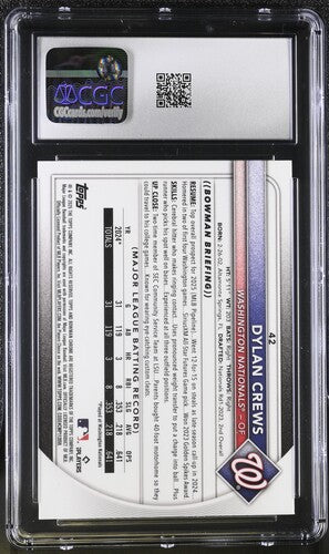 2025 BOWMAN #42 DYLAN CREWS RED ROOKIE REDEMPTION CGC 10 SC4