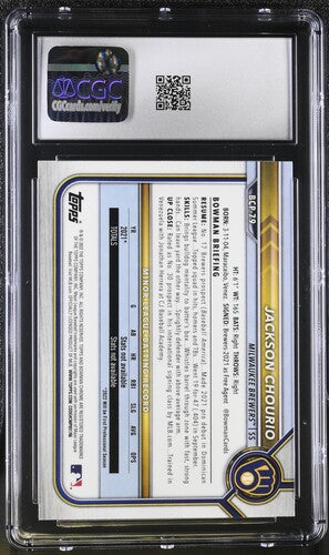 2022 Bowman Chrome Prospect Jackson Chourio CGC 8 SC3