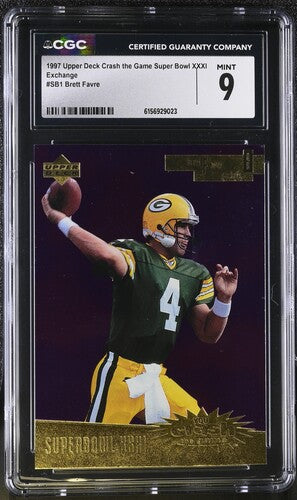 1997 Upper Deck Crash the Game Super Bowl XXXI Exchange #SB1 Brett Favre CGC9 SC3