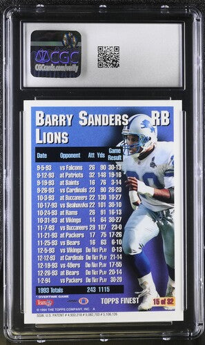 1994 Topps 1000 Yard Club #15 Barry Sanders CGC 8.5 SC2