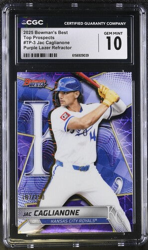 2025 Bowman's Best Jac Caglianone Top Prospects #TP-3 Purple Lazer Refractor CGC 10 SC4