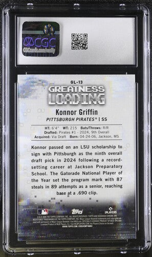 2025 BOWMAN GREATNESS LOADING #GL-13 KONNOR GRIFFIN CGC 10 SC4