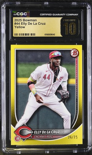 2025 Bowman Elly De La Cruz Yellow /75 #44 Yellow CGC Pristine 10 SC4