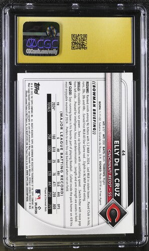 2025 Bowman Elly De La Cruz Yellow /75 #44 Yellow CGC Pristine 10 SC4