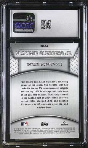 2025 TOPPS PRISTINE PLATED AND POLISHED #PP-14 VLADIMIR GUERRERO JR. GOLD REFRACTOR CGC 10 SC4