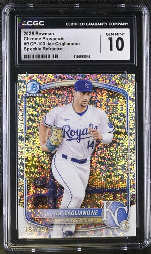 2025 BOWMAN CHROME PROSPECTS #BCP-103 JAC CAGLIANONE SPECKLE REFRACTOR CGC 10 SC4