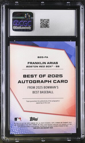 2025 Bowman's Best Best of 25' Autographs #B25-FA Franklin Arias CGC 10 Auto 9 SC4