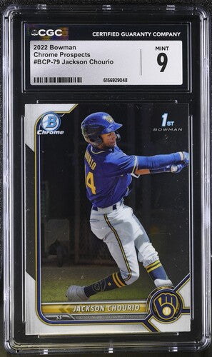 2022 BOWMAN CHROME PROSPECTS #BCB-79 JACKSON CHOURIO CGC 9 SC3
