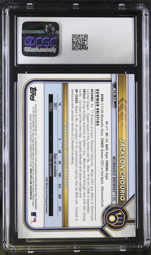 2022 BOWMAN CHROME PROSPECTS #BCB-79 JACKSON CHOURIO CGC 9 SC3