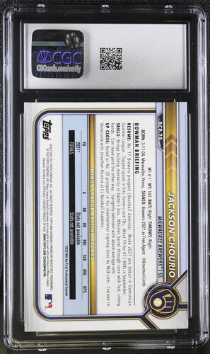 2022 Bowman Chrome Prospects #BCP-79 Jackson Chourio CGC 9 SC3