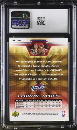 2005 UPPER DECK L. JAMES FACTORY SET #LBJ-14 LEBRON JAMES CGC 8.5 SC5