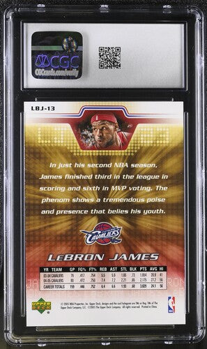 2005 UPPER DECK L. JAMES FACTORY SET #LBJ-13 LEBRON JAMES CGC 8.5 SC5