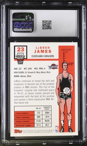 2007-08 TOPPS #23 LEBRON JAMES 57-58 VARIATION CGC 9 SC5