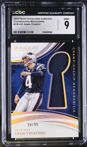 2025 Panini Immaculate Collection Championship Memorabilia #CM-AVI Adam Vinatieri CGC 9 SC2