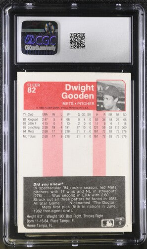 1985 Fleer Fleer #82 Dwight Gooden CGC 8 SC4