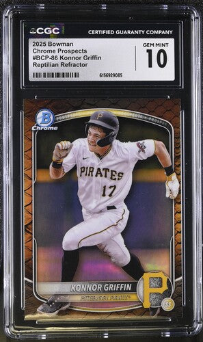 2025 Bowman Chrome Prospects Konnor Griffin Reptilian Refractor CGC 10 SC4