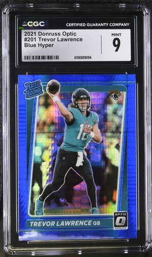 2921 DONRUSS OPTIC #201 TREVOR LAWRENCE BLUE HYPER CGC 9 SC2