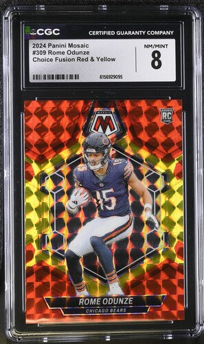 2024 Panini Mosaic #309 Rome Odunze Choice Fusion Red & Yellow CGC 8 SC2
