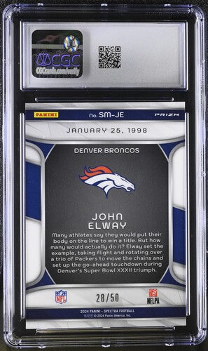 2024 Panini Spectra Spectracular Moments #SM-JE John Elway Interstellar CGC 10 SC2
