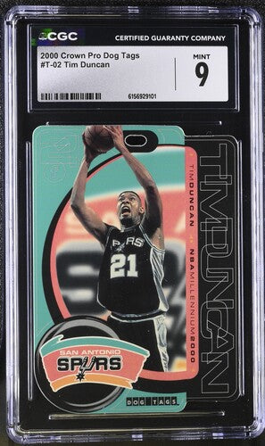 2000 CROWN PRO DOG TAGS #T-02 TIM DUNCAN CGC 9 SC5