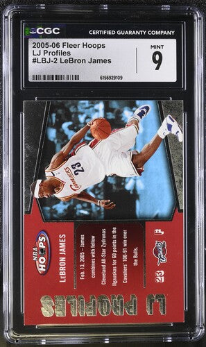 2005-06 FLEER HOOPS LJ PROFILES #LBJ-2 LEBRON JAMES CGC 9 SC5