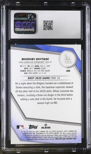 2025 BOWMANS BEST #46 SHOHEI OHTANI CGC 10 SC4