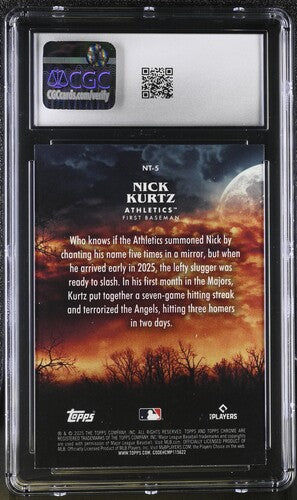 2025 Topps Chrome Update Night Terrors Nick Kurtz CGC 10 SC4