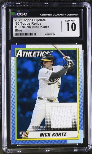 2025 Topps Update '90 Topps Relics #90RU-NK Nick Kurtz Blue CGC 10 SC4