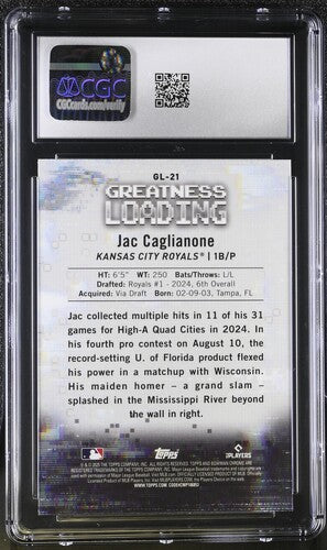 2025 BOWMAN GREATNESS LOADING #GL-21 JAC CAGLIANONE CGC 10 SC4