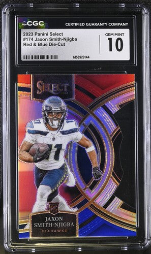 2023 Panini Select #174 Jaxon Smith-Njigba Red & Blue Diec-Cut CGC 10 SC2