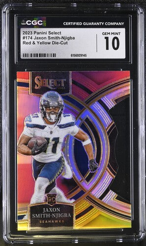 2023 Panini Select #174 Jaxon Smith-Njigba Red & Yellow Die-Cut CGC 10 SC2