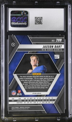 2025 Panini Mosaic #288 Jacson Dart Rookie Variation Reactive Blue CGC 10 SC2