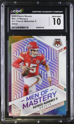 2025 Panini Mosaic Men of Mastery #13 Patrick Mahomes Silver CGC 10 SC2