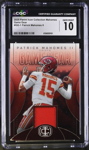 2025 Panini Icon Collection Mahomes Game Gear #GG-1 Patrick Mahomes CGC 10 SC2