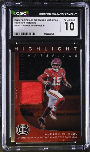 2025 Panini Icon Collection Mahomes Highlight Materials #HM-1 CGC 10 SC2
