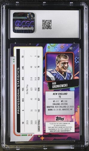 2024 Topps Cosmic Chrome #62 Rob Gronkowski White Hole Refractor CGC 10 SC2
