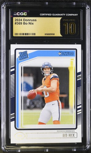 2024 Donruss #369 Bo Nix CGC Pristine 10 Sc2