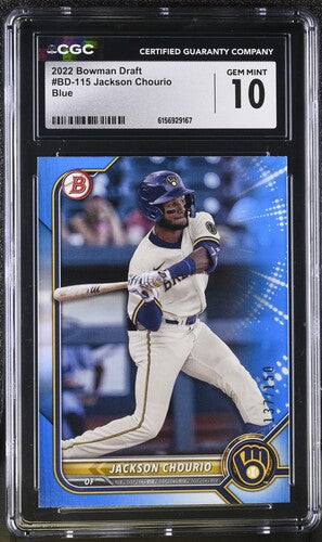 2022 Bowman Draft #BD-115 Jackson Chourio Blue CGC 10 SC3