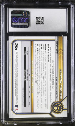 2022 Bowman Draft #BD-115 Jackson Chourio Blue CGC 10 SC3