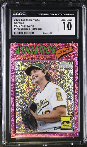 2026 Topps Heritage Chrome #275 Nick Kurtz Pink Sparkle Refractor CGC 10 SC4