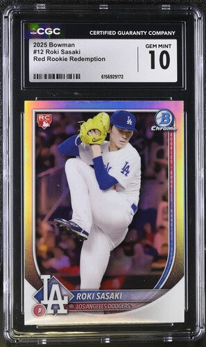 2025 Bowman #12 Roki Sasaki Red Rookie Redemption CGC 10 SC4