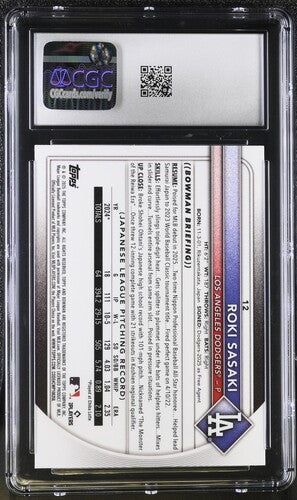2025 Bowman #12 Roki Sasaki Red Rookie Redemption CGC 10 SC4
