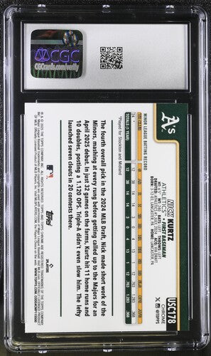 2025 Topps Chrome Update #USC178 Nick Kurtz X-Fractor CGC 9 SC4