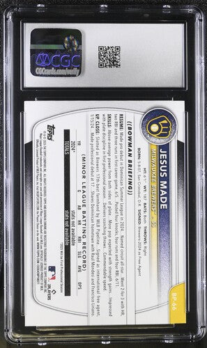 2025 Bowman Prospects Jesus Made CGC 10 SC3