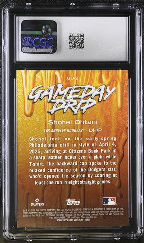 2925 Topps Gameday Drip #GD-2 Shohei Ohtani CGC 10 SC4