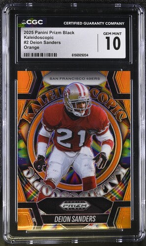 2025 Panini Prizm Black Kaleidoscopic #2 Deion Sanders Orange CGC 10 SC2