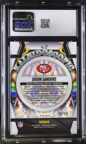 2025 Panini Prizm Black Kaleidoscopic #2 Deion Sanders Orange CGC 10 SC2