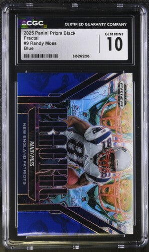 2025 Panini Prizm Black Fractal #9 Randy Moss Blue CGC 10 SC2